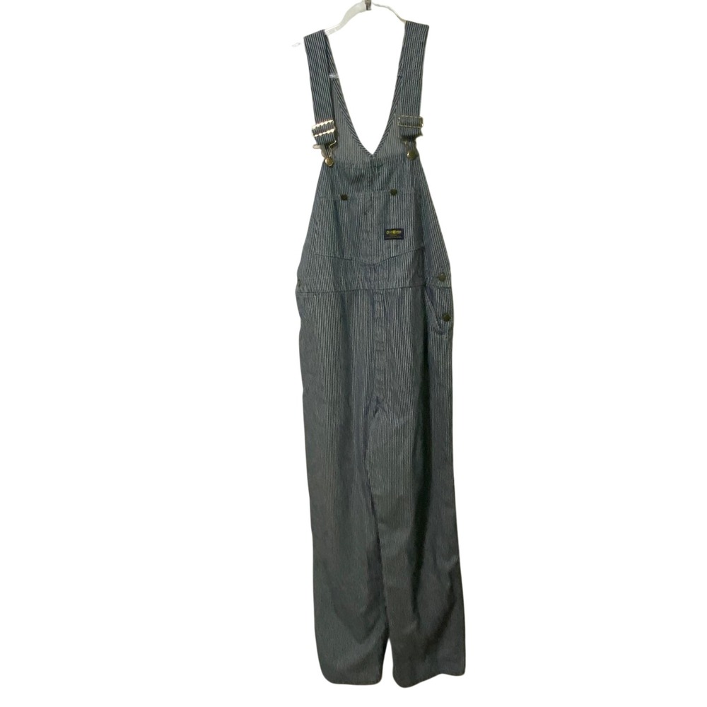 Vtg 90s Mens OshKosh B'Gosh Railroad Hickory Stripe Bib Overalls 38x34 Americana